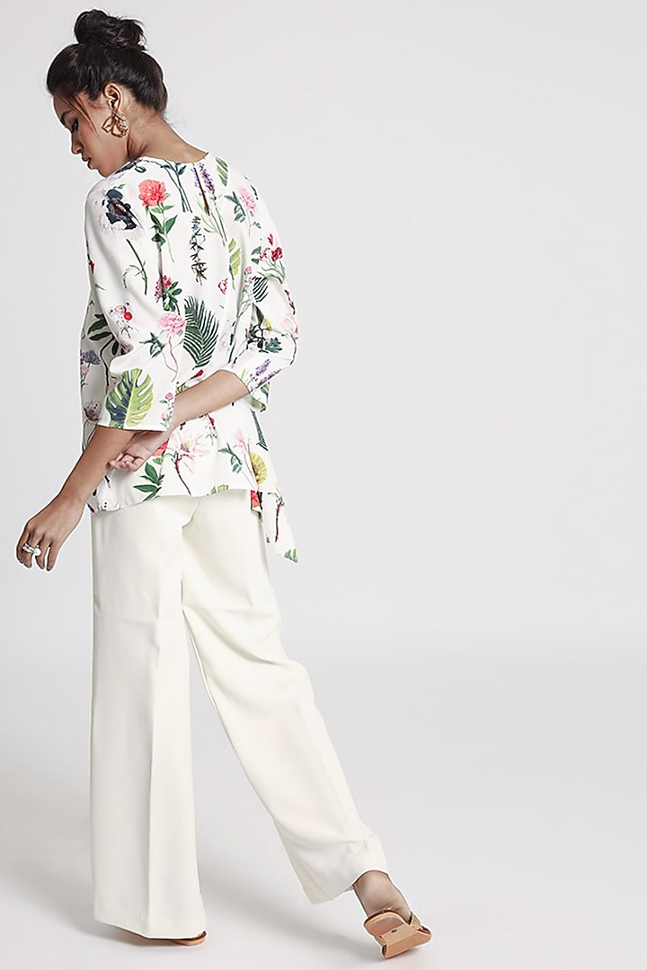 White Floral Printed Tunic by PS Pret by Payal Singhal at Pernia's Pop Up Shop