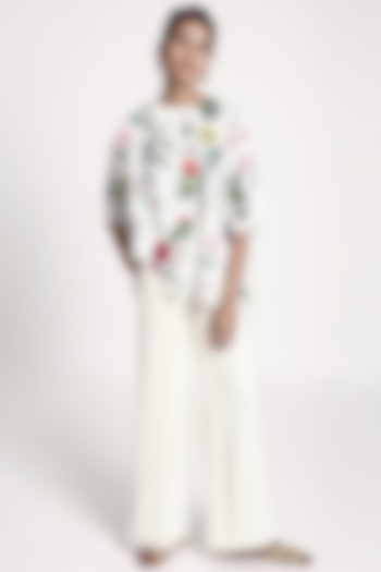 Ivory Floral Printed Tunic by PS Pret by Payal Singhal at Pernia's Pop Up Shop