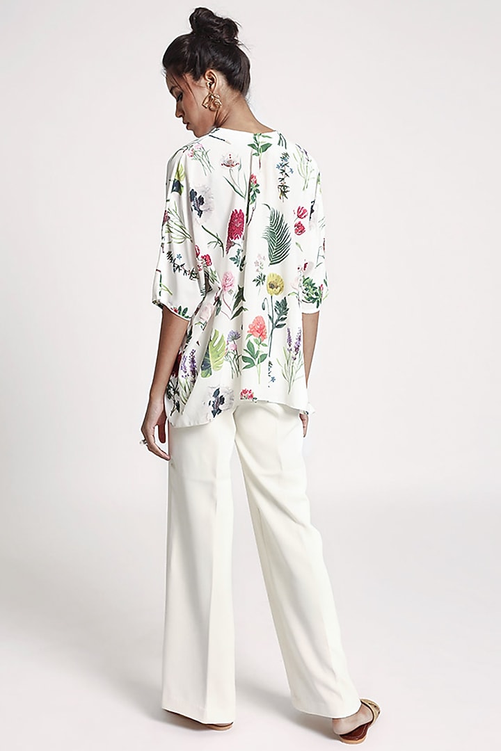 Ivory Floral Printed Tunic by PS Pret by Payal Singhal at Pernia's Pop Up Shop