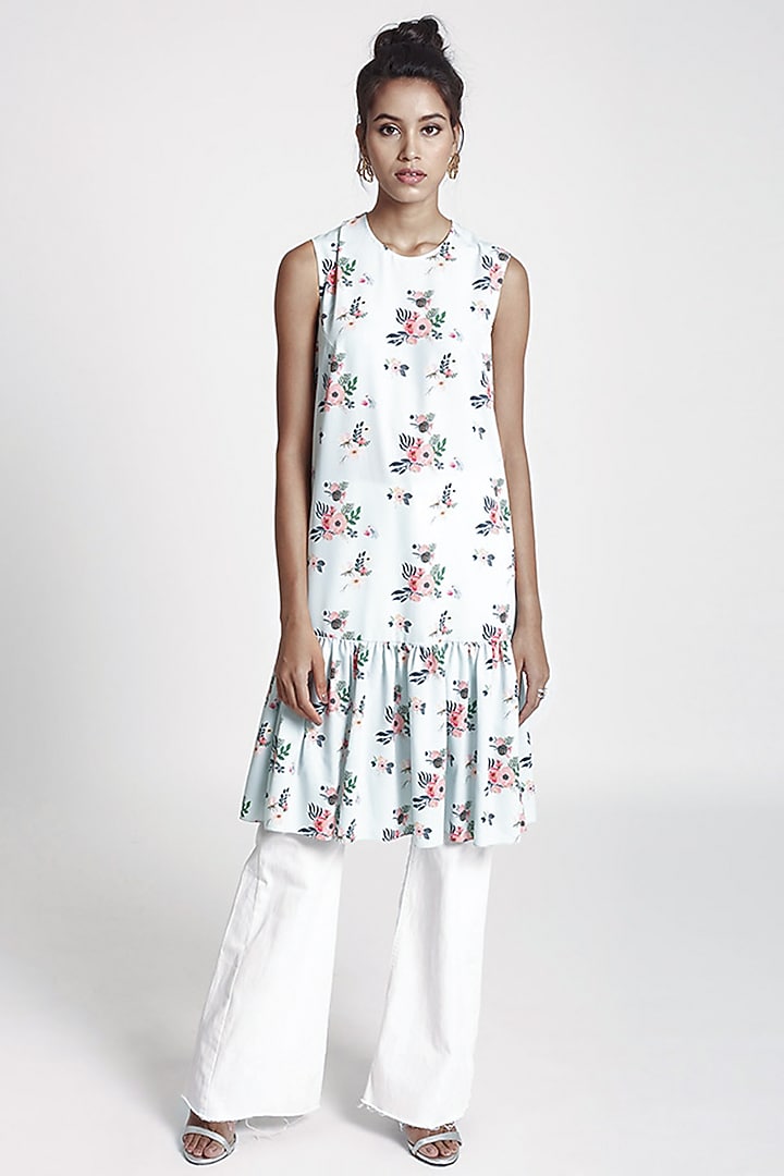 Powder Blue Printed Tunic by PS Pret by Payal Singhal at Pernia's Pop Up Shop