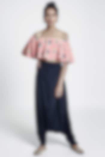 Coral & Navy Blue Printed Pant Set by PS Pret by Payal Singhal at Pernia's Pop Up Shop