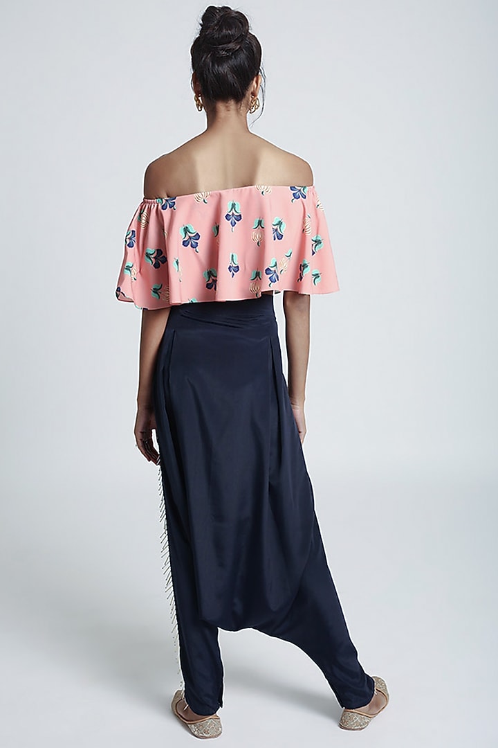 Coral & Navy Blue Printed Pant Set by PS Pret by Payal Singhal at Pernia's Pop Up Shop