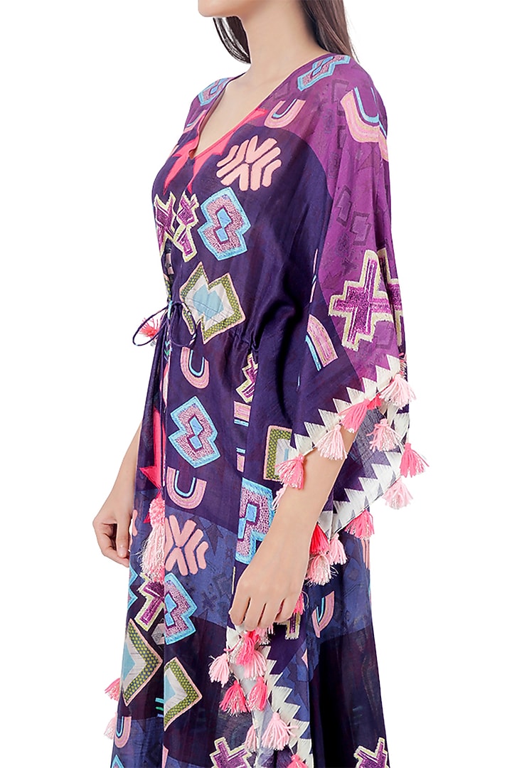 Purple Ikat Printed Kaftan by PS Pret by Payal Singhal at Pernia's Pop Up Shop