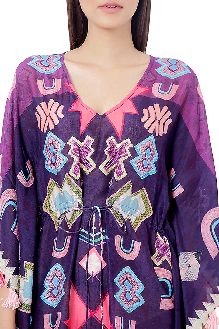 Purple Ikat Printed Kaftan by PS Pret by Payal Singhal at Pernia's Pop Up Shop