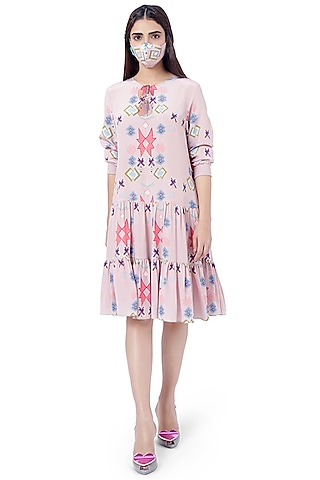 Pink Printed Layered Tunic by PS Pret by Payal Singhal