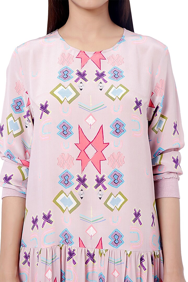Pink Printed Layered Tunic by PS Pret by Payal Singhal at Pernia's Pop Up Shop