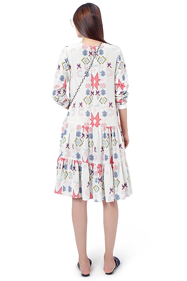 White Printed Layered Tunic by PS Pret by Payal Singhal at Pernia's Pop Up Shop