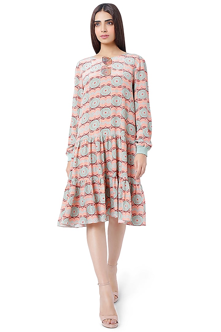 Coral & Mint Printed Layered Tunic by PS Pret by Payal Singhal