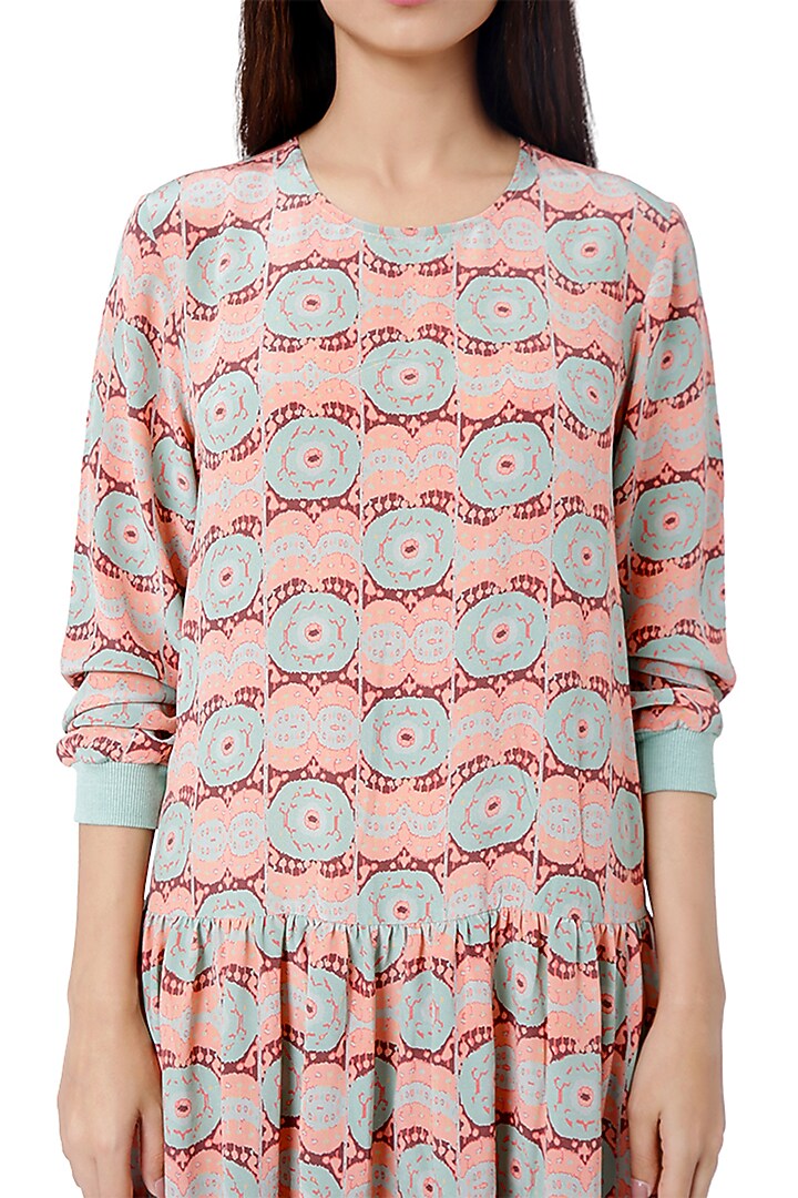 Coral & Mint Printed Layered Tunic by PS Pret by Payal Singhal at Pernia's Pop Up Shop