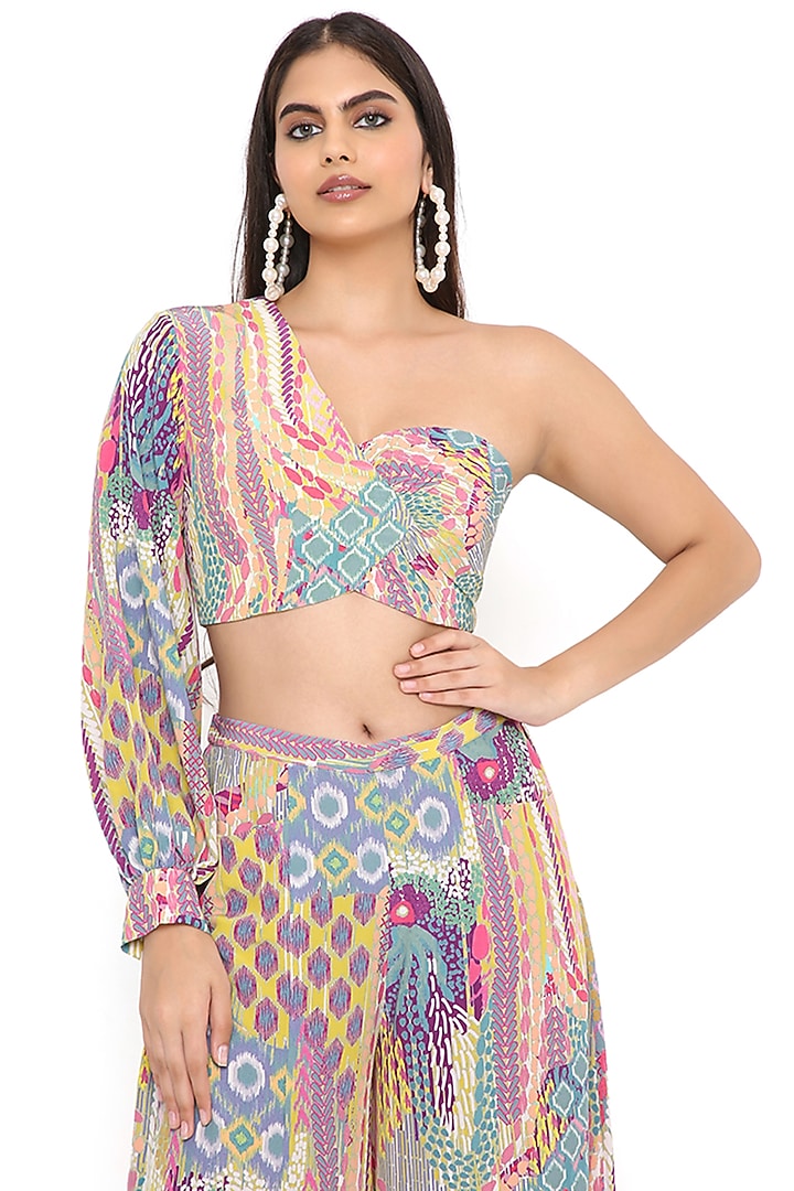 Lime Green Crepe African Printed Pant Set by PS Pret by Payal Singhal at Pernia's Pop Up Shop