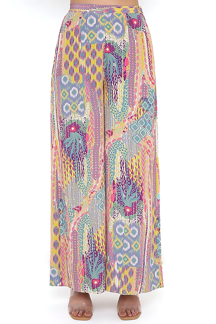 Lime Green Crepe African Printed Pant Set by PS Pret by Payal Singhal at Pernia's Pop Up Shop