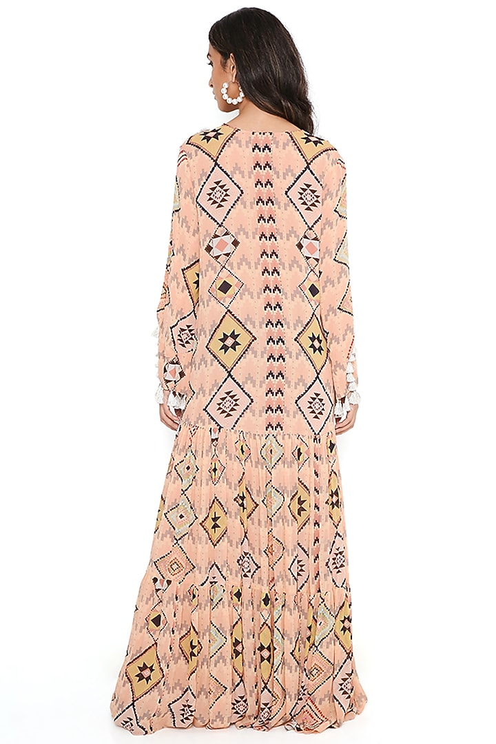 Blush Art Georgette Mosaic Printed Maxi Vacation Dress by PS Pret by Payal Singhal at Pernia's Pop Up Shop