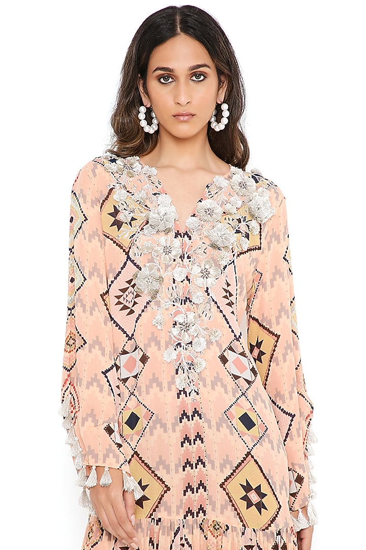 Blush Art Georgette Mosaic Printed Maxi Vacation Dress by PS Pret by Payal Singhal at Pernia's Pop Up Shop