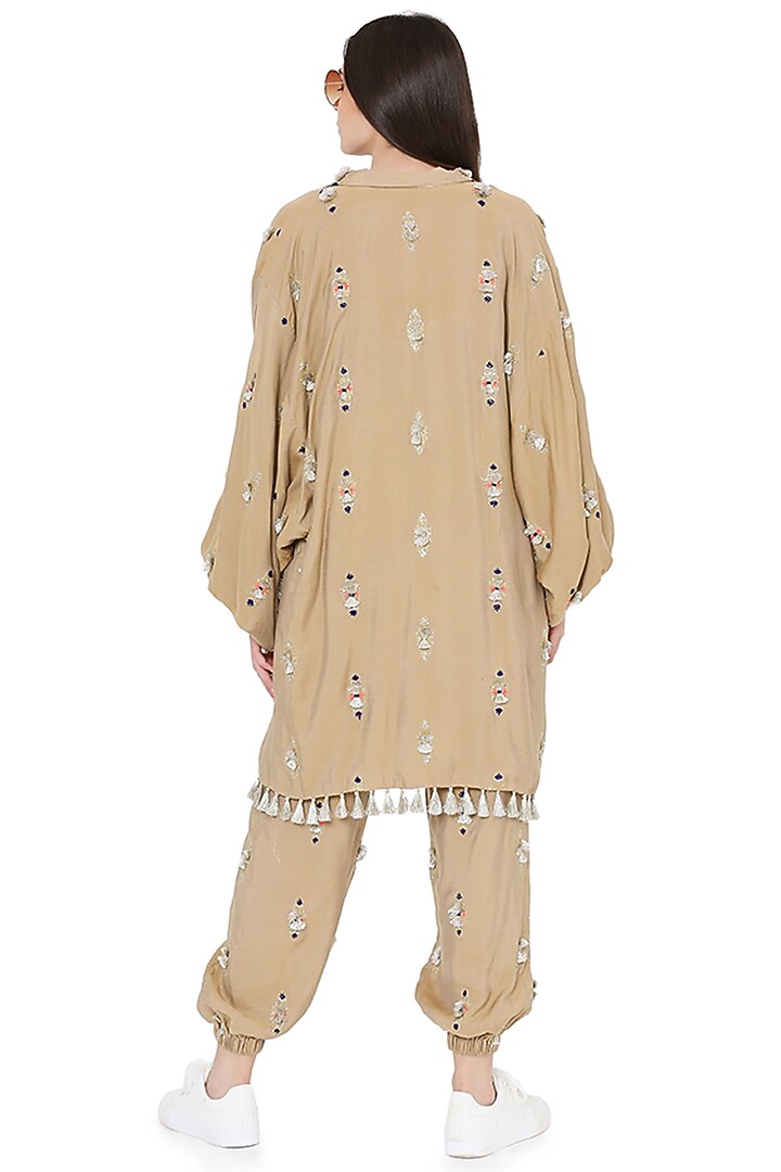 Gold & Green Embroidered Oversized Jacket Set by PS Pret by Payal Singhal at Pernia's Pop Up Shop