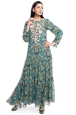 Blue Embroidered Boho Dress by PS Pret by Payal Singhal