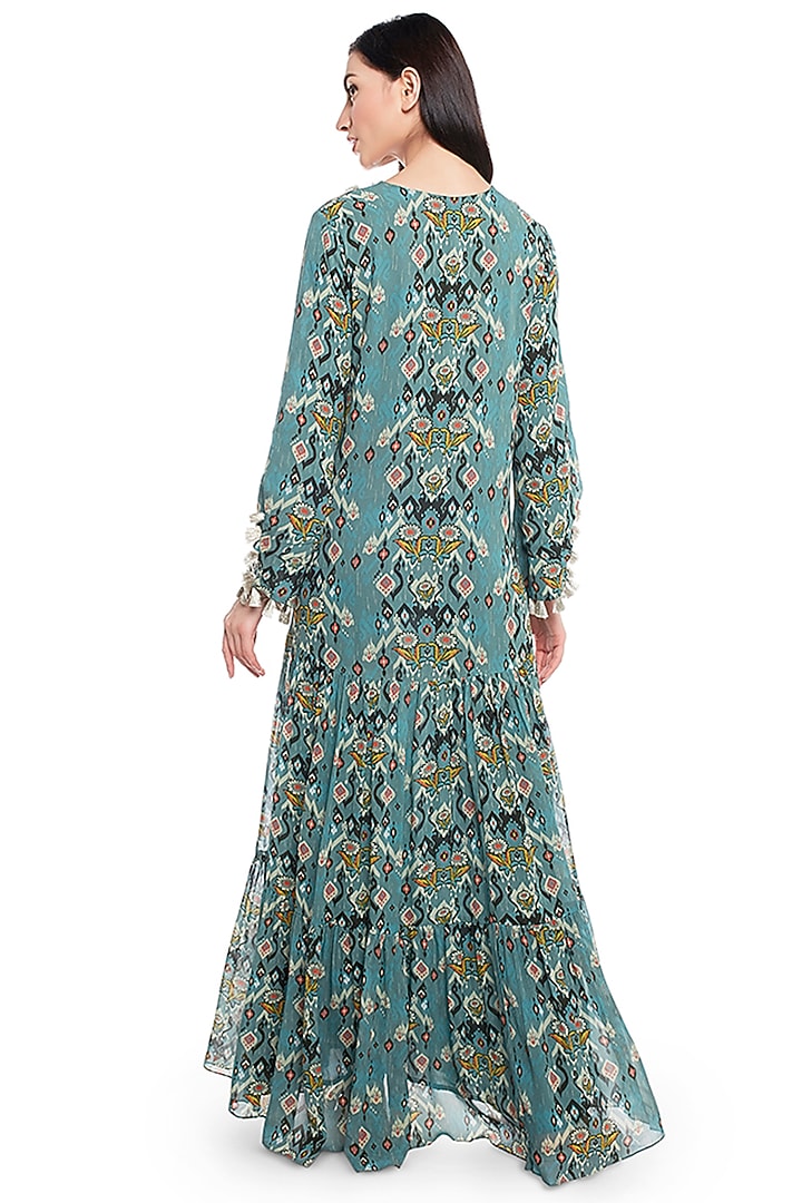 Blue Embroidered Boho Vacation Dress by PS Pret by Payal Singhal at Pernia's Pop Up Shop