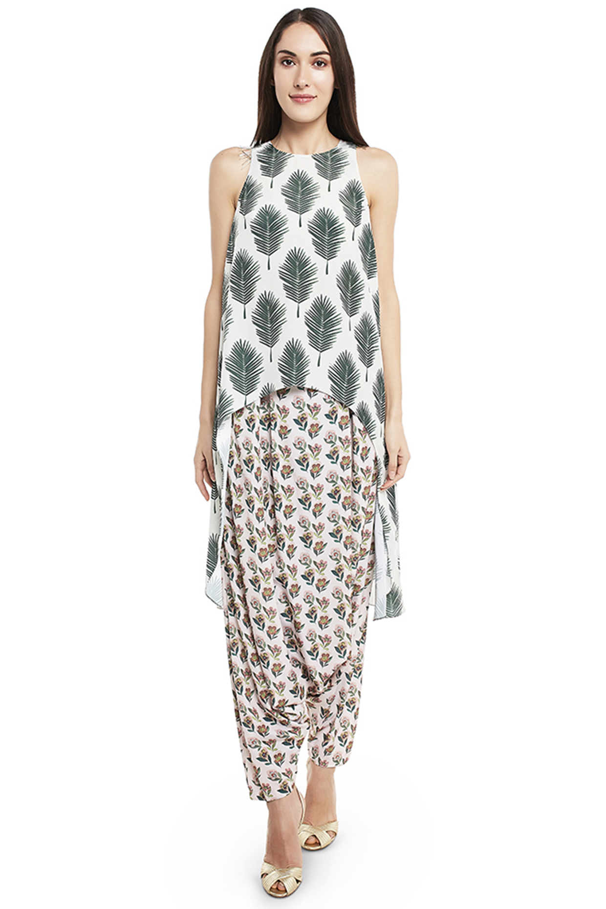 Cream Art Crepe Floral Printed Pant Set by PS Pret by Payal Singhal at Pernia's Pop Up Shop