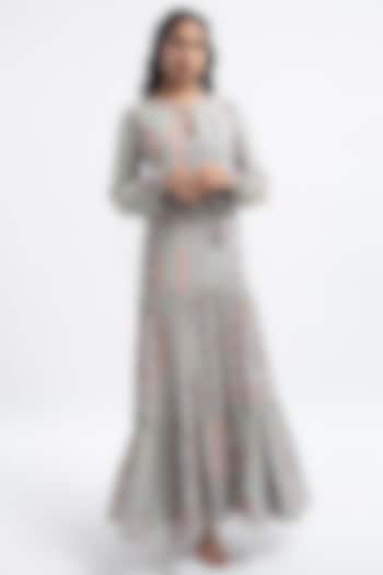 Grey Stripe Printed Boho Dress by PS Pret by Payal Singhal