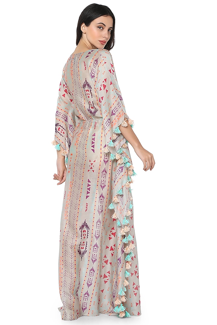 Grey Stripe Printed Kaftan by PS Pret by Payal Singhal at Pernia's Pop Up Shop