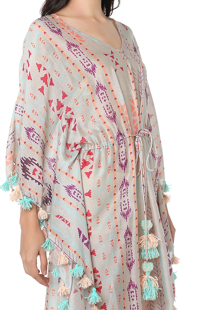 Grey Stripe Printed Kaftan by PS Pret by Payal Singhal at Pernia's Pop Up Shop
