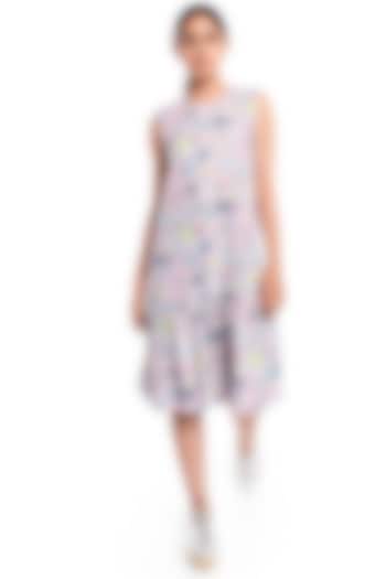 Lavender Printed Frilled Hem Tunic by PS Pret by Payal Singhal at Pernia's Pop Up Shop