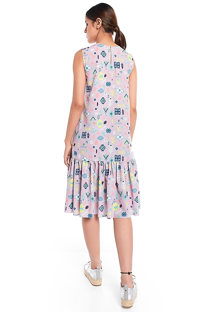 Lavender Printed Frilled Hem Tunic by PS Pret by Payal Singhal at Pernia's Pop Up Shop