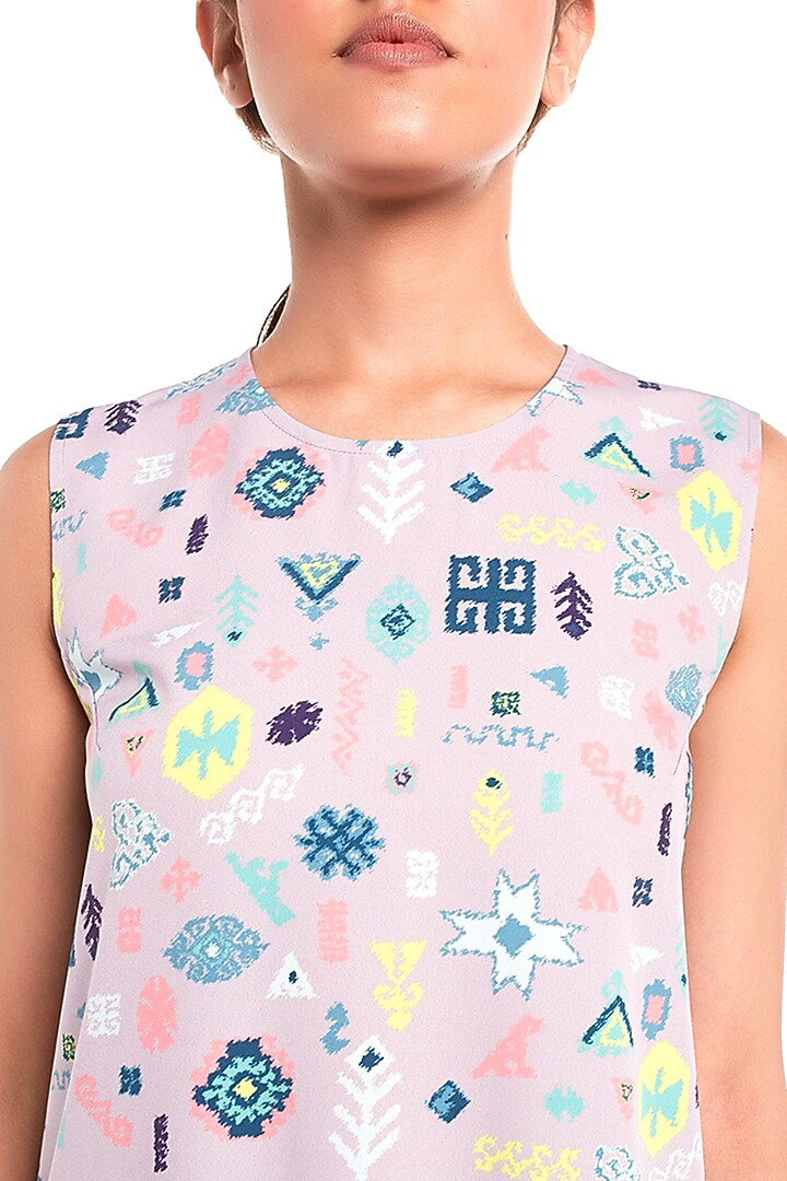 Lavender Printed Frilled Hem Tunic by PS Pret by Payal Singhal at Pernia's Pop Up Shop