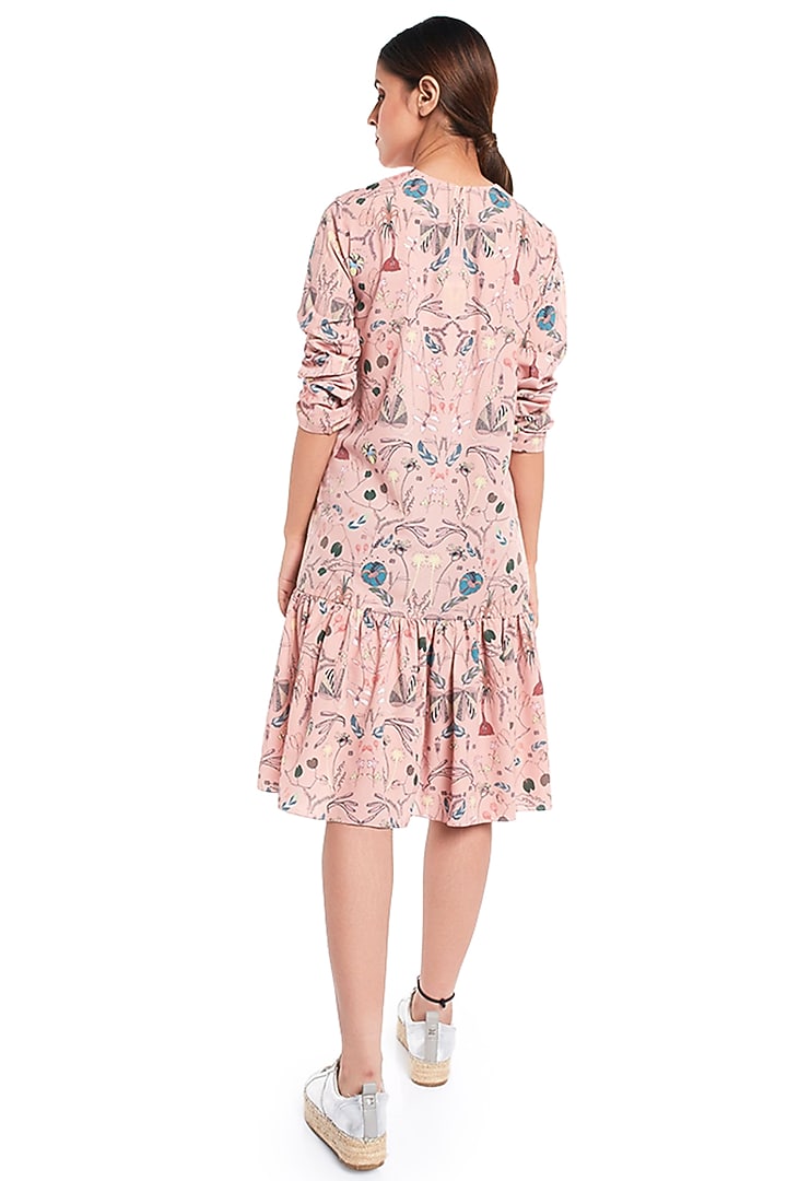 Peach Forest Printed Frilled Hem Tunic by PS Pret by Payal Singhal at Pernia's Pop Up Shop