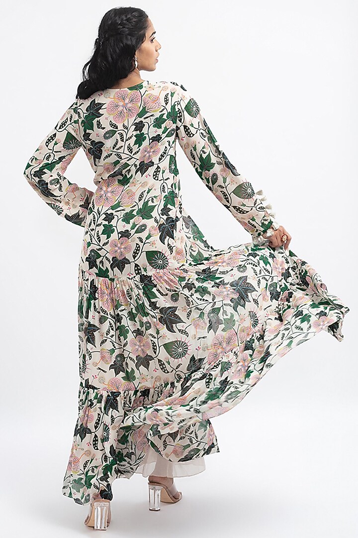 White Printed Boho Vacation Dress by PS Pret by Payal Singhal at Pernia's Pop Up Shop