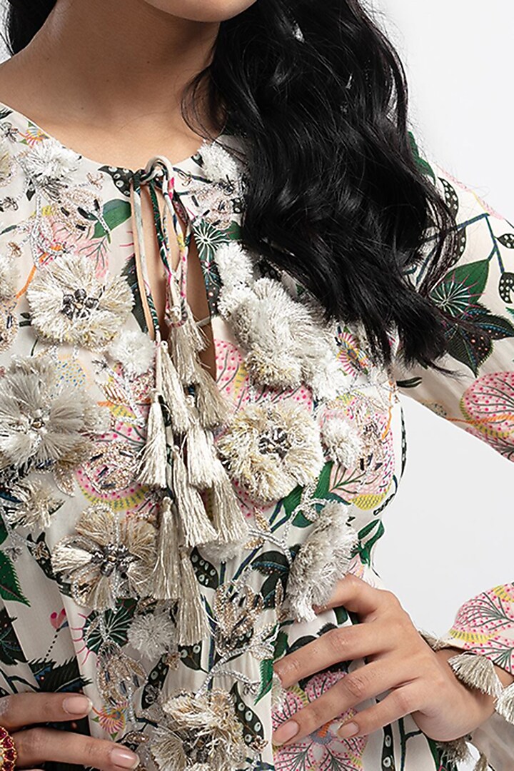 White Printed Boho Vacation Dress by PS Pret by Payal Singhal at Pernia's Pop Up Shop