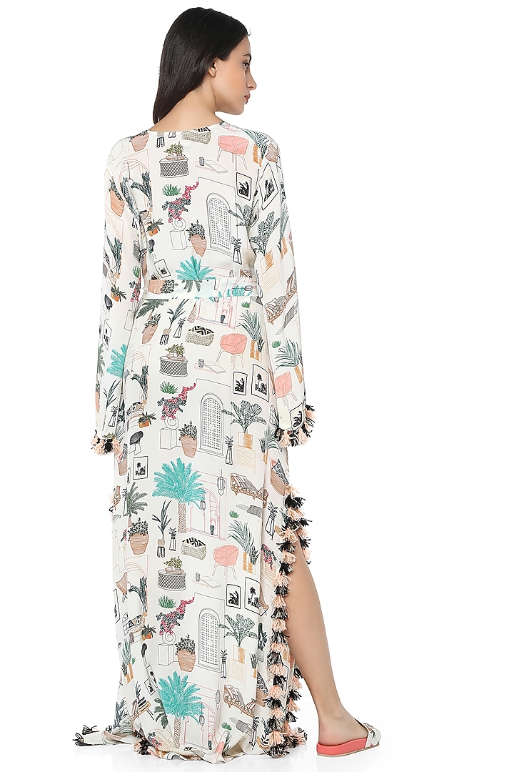White Printed Kaftan by PS Pret by Payal Singhal at Pernia's Pop Up Shop