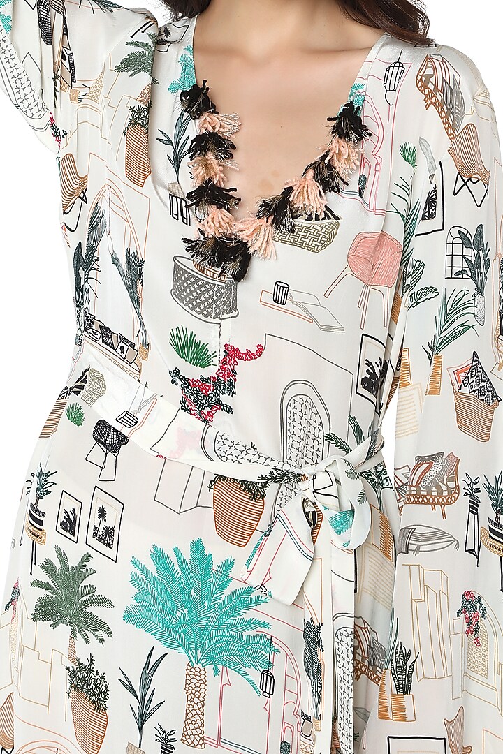 White Printed Kaftan by PS Pret by Payal Singhal at Pernia's Pop Up Shop