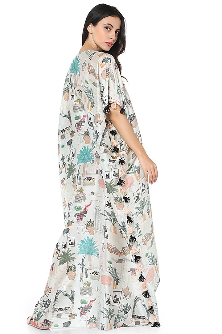 WHite Morocco Printed Kaftan by PS Pret by Payal Singhal at Pernia's Pop Up Shop