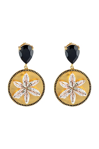 Gold Plated Hand Painted Earrings by Prints by Radhika Jewellery