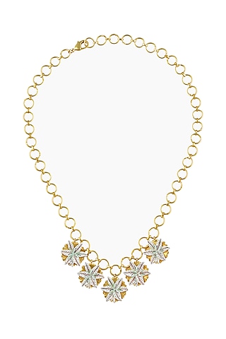 Gold Plated Hand Painted Lily Necklace by Prints by Radhika Jewellery