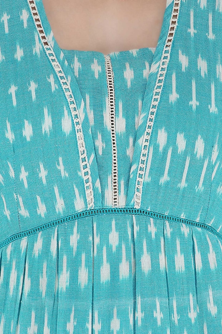 Sky blue and white ikkat tiered maxi dress available only at Pernia's Pop Up Shop.