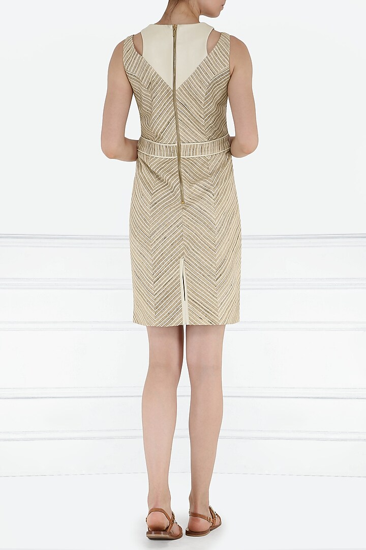 Beige and cream bodycon dress available only at Pernia's Pop Up Shop.