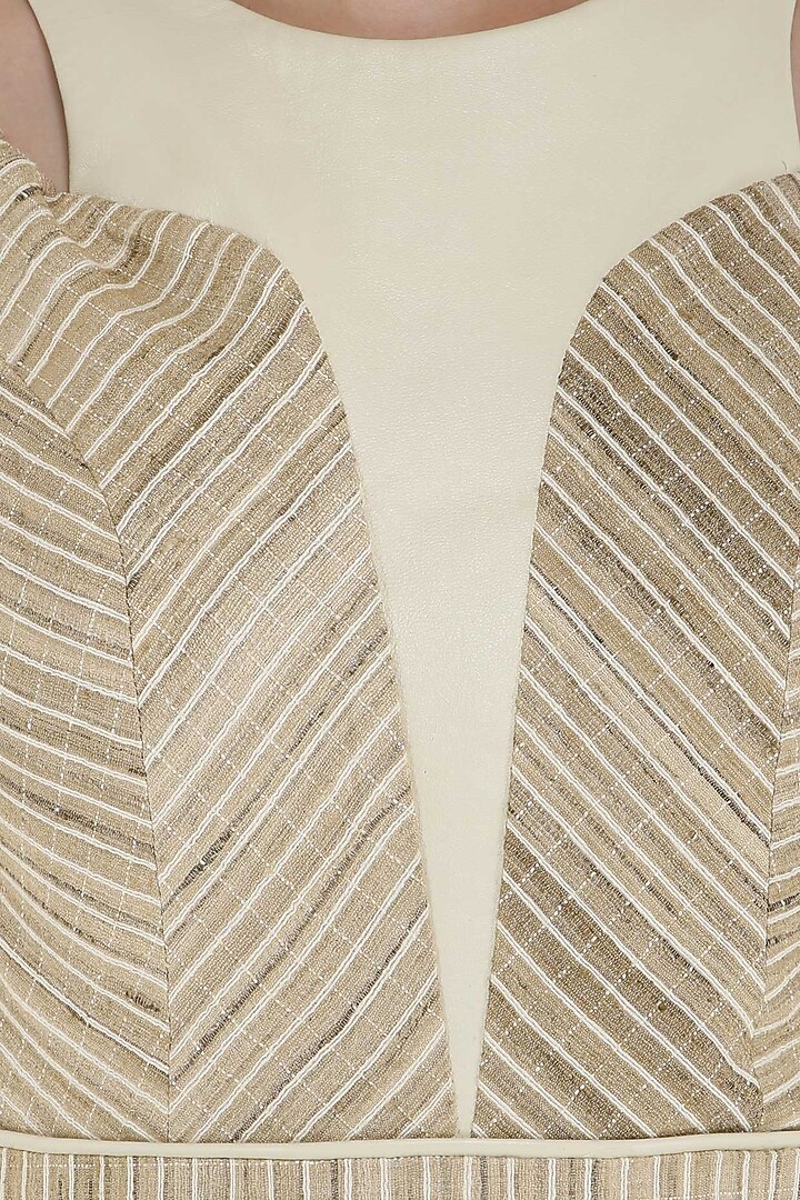 Beige and cream bodycon dress available only at Pernia's Pop Up Shop.