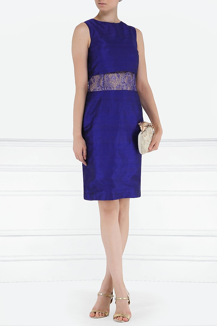 Royal blue lace insert dress available only at Pernia's Pop Up Shop.