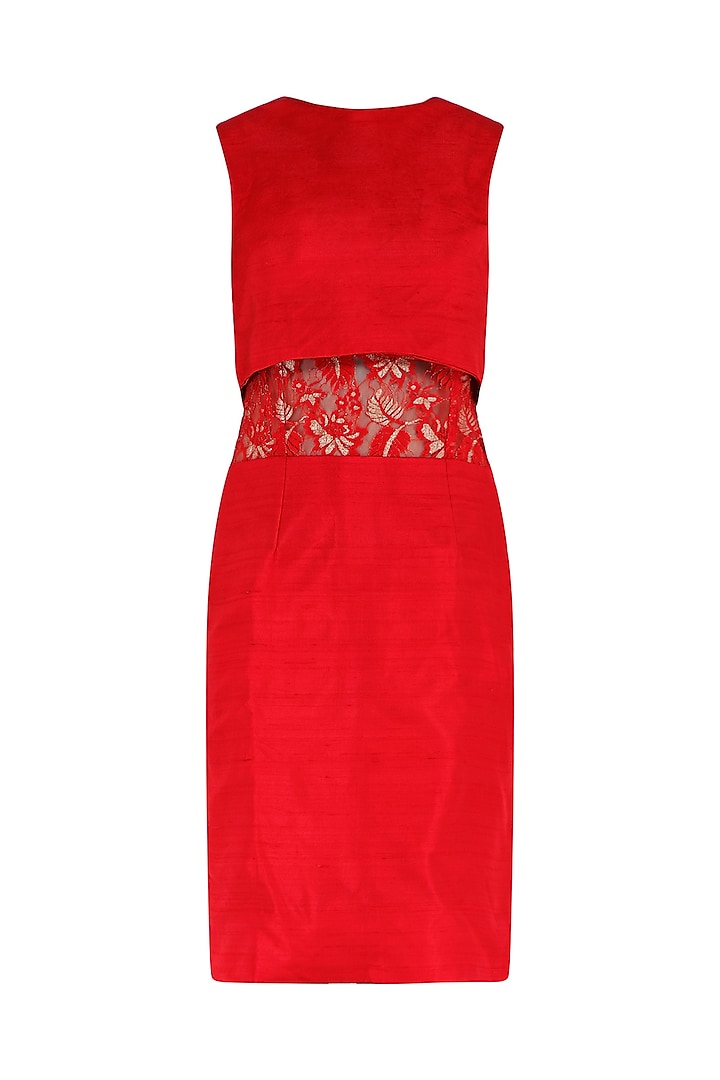 Red lace insert dress by PABLE