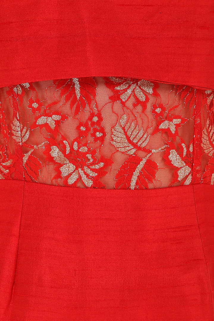 Red lace insert dress available only at Pernia's Pop Up Shop.