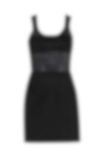 Black leather patched dress by PABLE