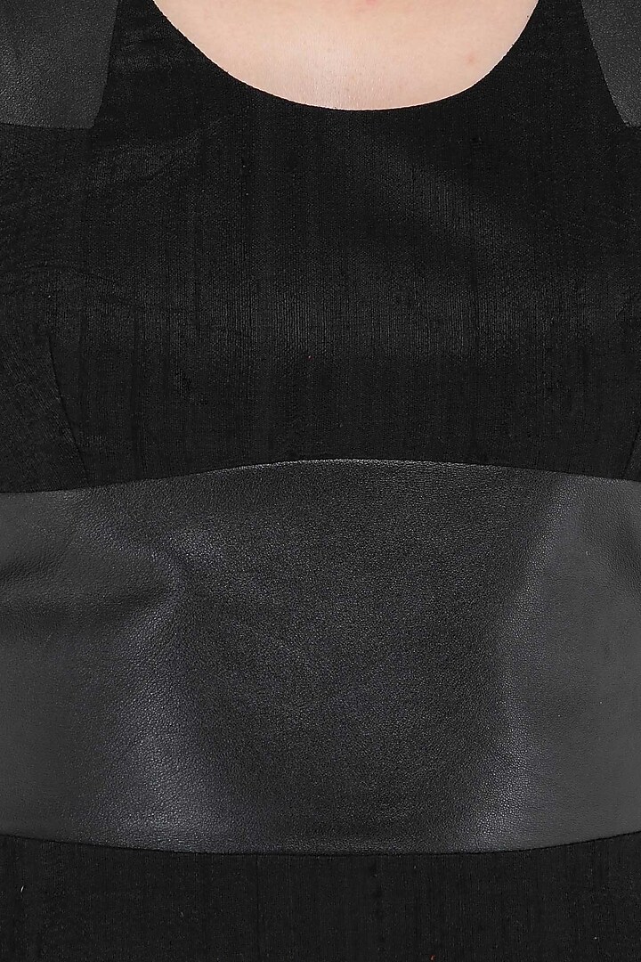 Black leather patched dress available only at Pernia's Pop Up Shop.