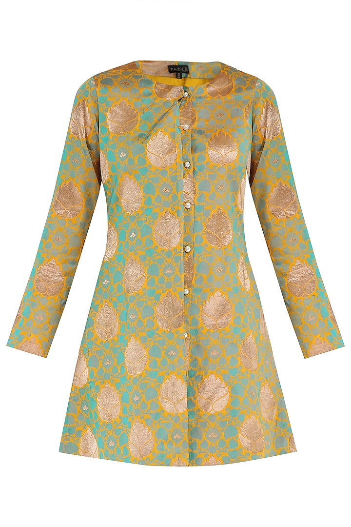 Mustard Brocade Jacket by PABLE