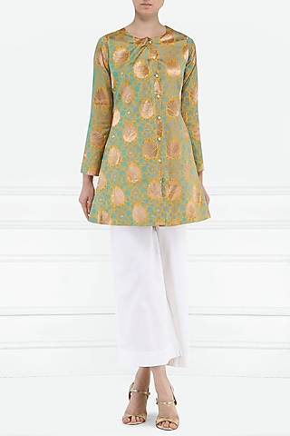 Mustard Brocade Jacket by PABLE