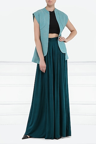Turquoise Sleeveless Jacket by PABLE
