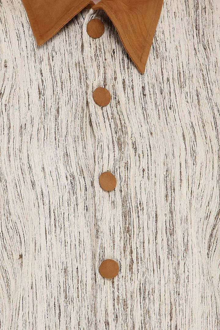 Beige khadi silk top available only at Pernia's Pop Up Shop.