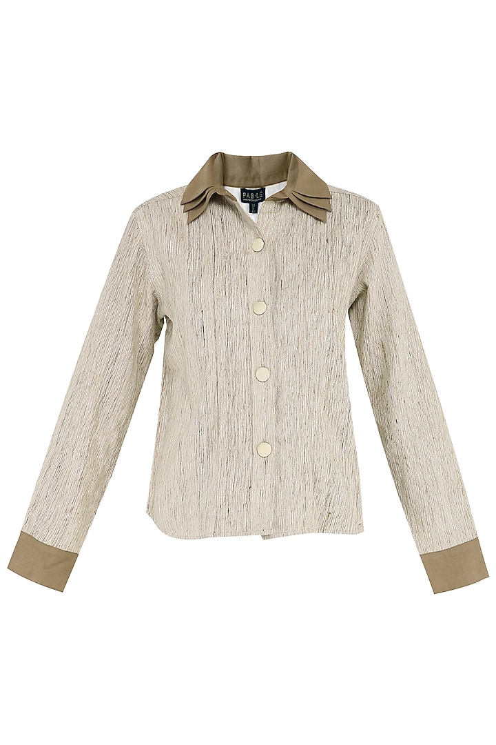 Beige Triple Collar Shirt by PABLE