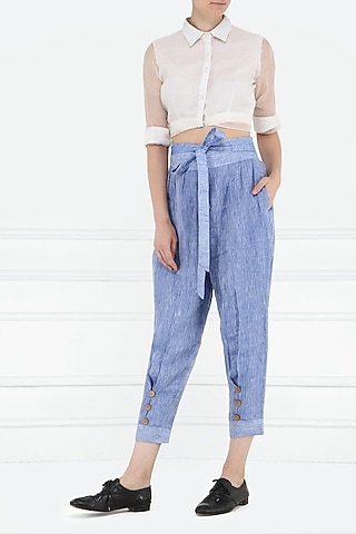 Blue Linen Pants by PABLE