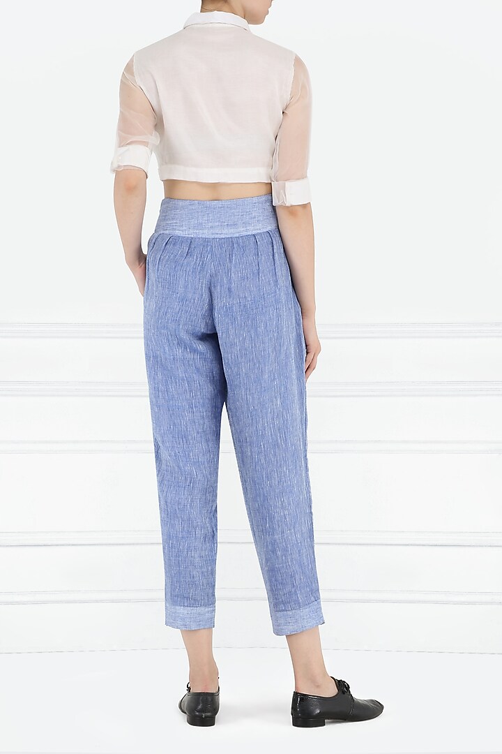 Blue linen pants available only at Pernia's Pop Up Shop.
